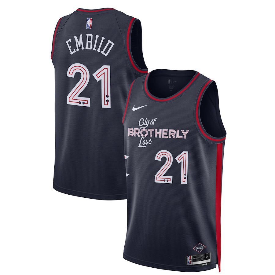 Men Philadelphia 76ers #21 Joel Embiid Nike Navy City Edition 2023-24 Swingman NBA Jersey->philadelphia 76ers->NBA Jersey